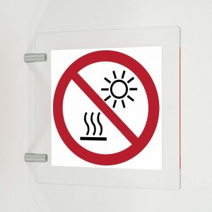 Non esporre a luce solare diretta o superfici calde in plex trasp a bandiera - P068