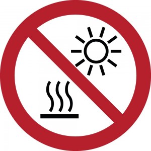 Non esporre a luce solare diretta o superfici calde in plex trasp a bandiera - P068