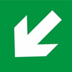 Freccia evacuazione sinistra basso in plexiglass trasparente a bandiera