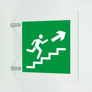 Scala di emergenza destra alto quadrato in plexiglass trasparente a bandiera