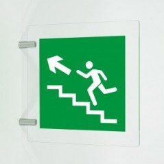 Scala di emergenza sinistra alto quadrato in plexiglass trasparente a bandiera