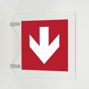Freccia antincendio basso in plexiglass trasparente a bandiera