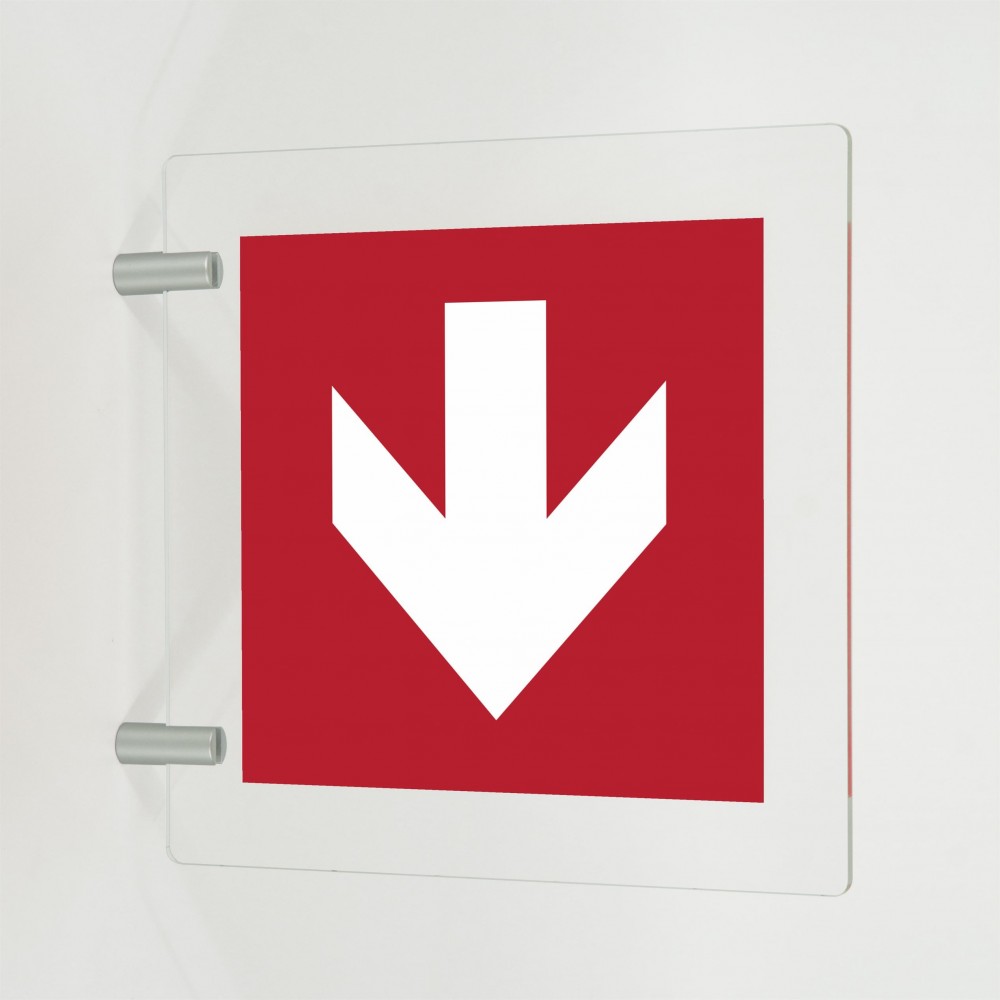 Freccia antincendio basso in plexiglass trasparente a bandiera