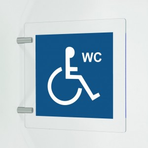 Disabili wc in plexiglass trasparente a bandiera