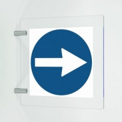 Freccia destra in plexiglass trasparente a bandiera