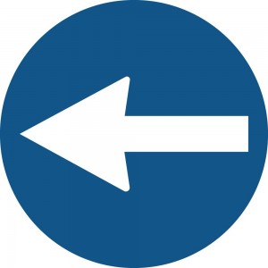 Freccia sinistra in plexiglass trasparente a bandiera