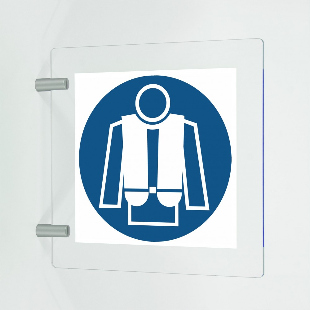 Giubbotto di salvataggio obbligatorio in plexiglass trasparente a bandiera