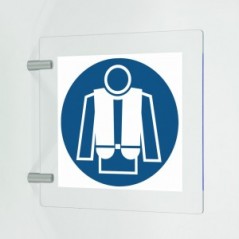 Giubbotto di salvataggio obbligatorio in plexiglass trasparente a bandiera