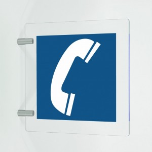 Telefono in plexiglass trasparente a bandiera