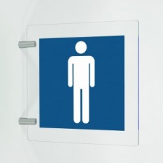 Toilette uomini in plexiglass trasparente a bandiera