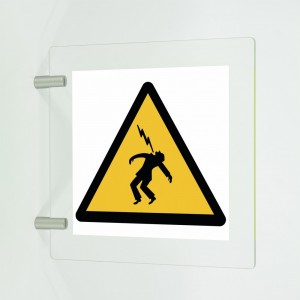 Alta tensione in plexiglass trasparente a bandiera