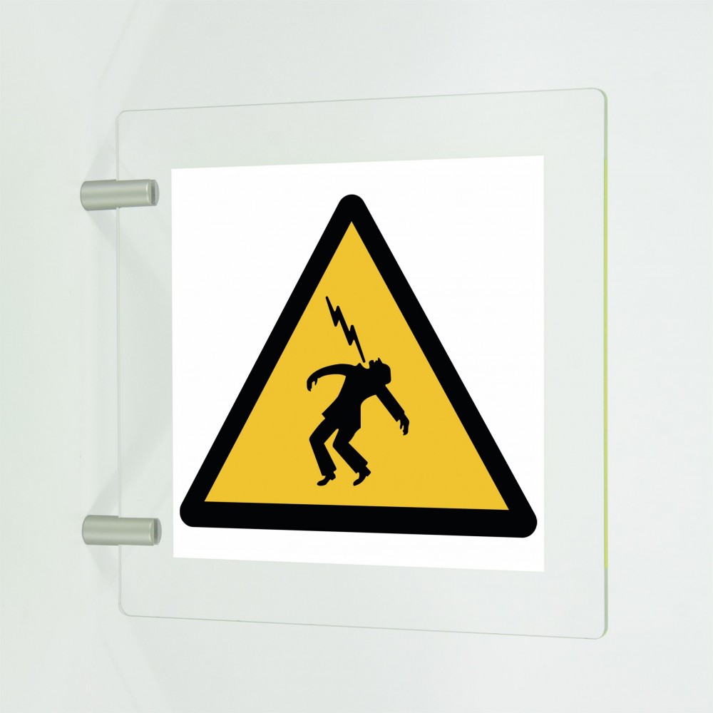 Alta tensione in plexiglass trasparente a bandiera