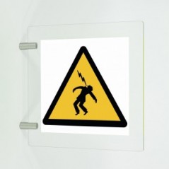 Alta tensione in plexiglass trasparente a bandiera