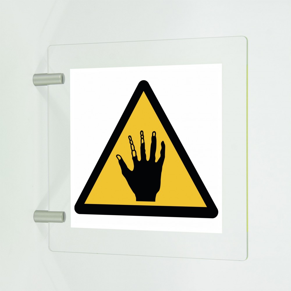 Attenzione alle mani acido in plexiglass trasparente a bandiera