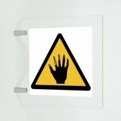 Attenzione alle mani acido in plexiglass trasparente a bandiera