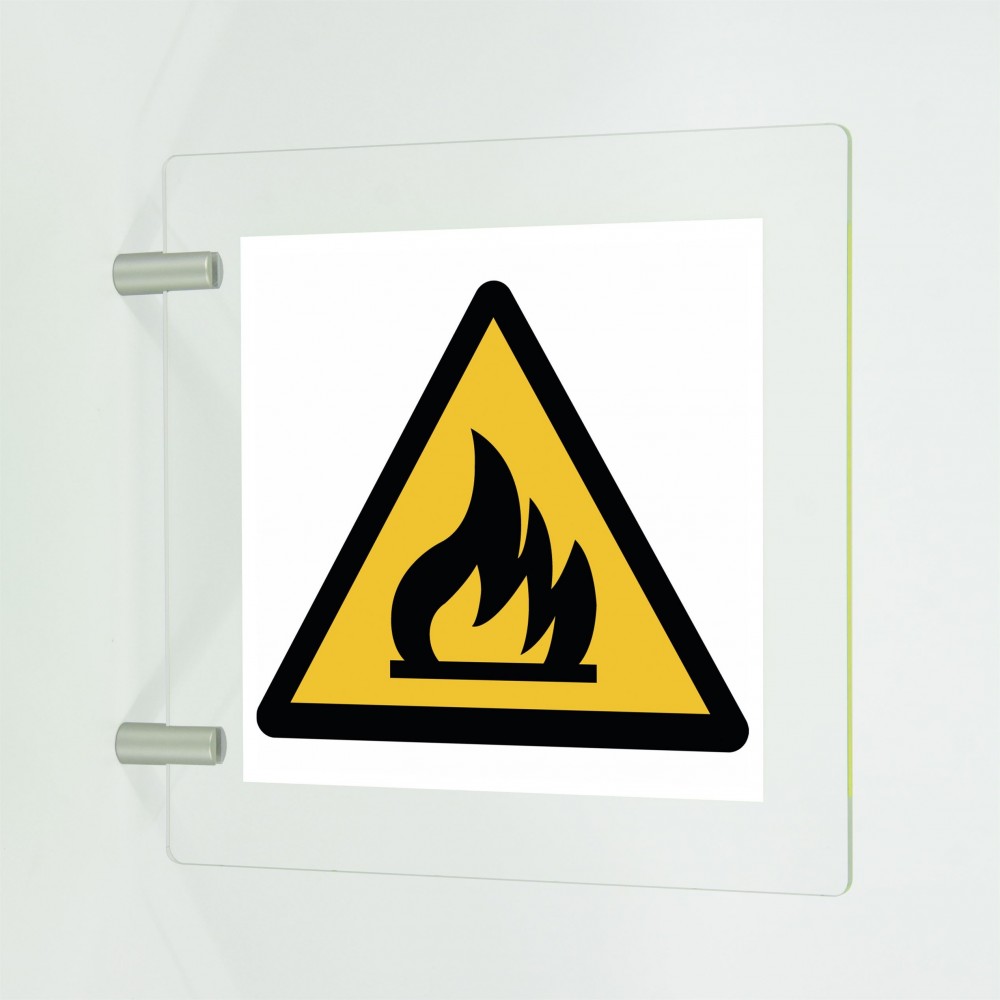Attenzione gas infiammabili in plexiglass trasparente a bandiera
