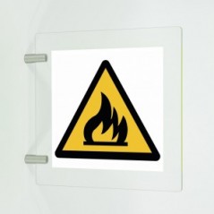 Attenzione gas infiammabili in plexiglass trasparente a bandiera