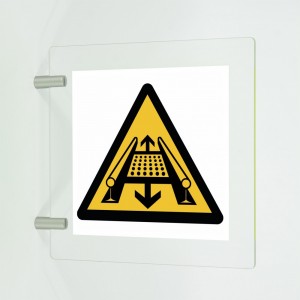 Attenzione meccanismi rotanti in plexiglass trasparente a bandiera