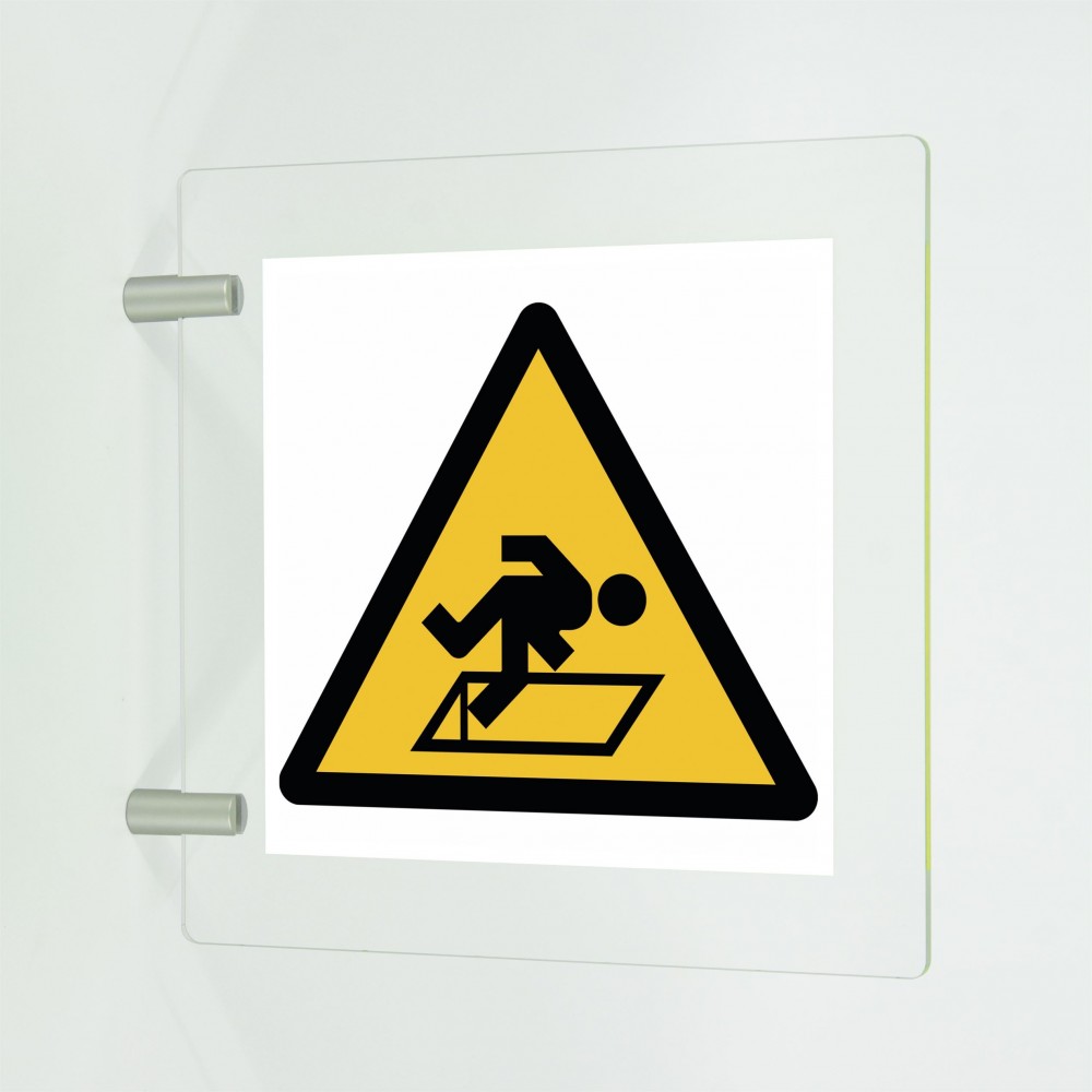 Pericolo di caduta in plexiglass trasparente a bandiera