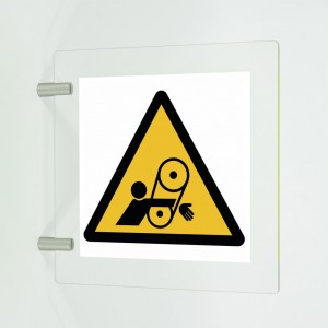 Rischio di trascinamento del braccio nella cinghia in plexiglass trasparente a bandiera