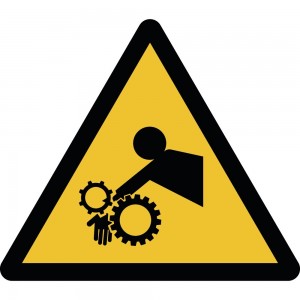 Rischio di trascinamento del braccio nell’ingranaggio in plexiglass trasparente a bandiera