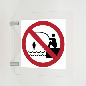 Divieto di pesca in plexiglass trasparente a bandiera