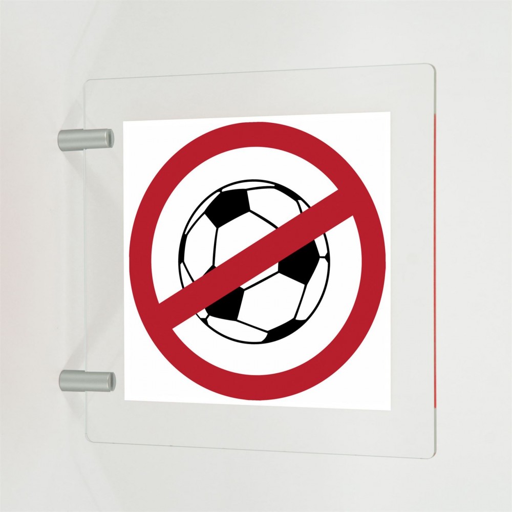 Vietato giocare a pallone in plexiglass trasparente a bandiera