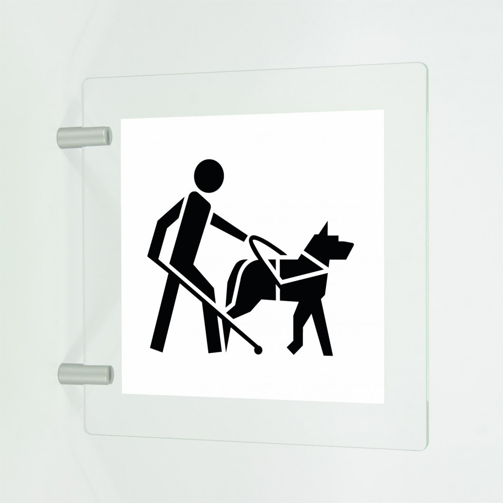 Accesso consentito ai cani da assistenza v1 in plexiglass trasparente a bandiera