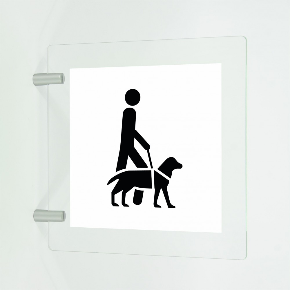 Accesso consentito ai cani da assistenza v2 in plexiglass trasparente a bandiera