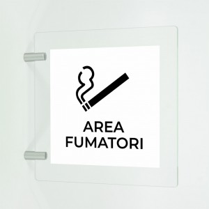 Area fumatori in plexiglass trasparente a bandiera