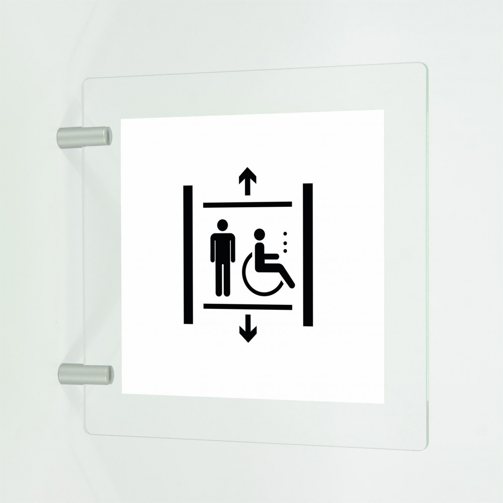 Ascensore classic uomo e disabile v1 in plexiglass trasparente a bandiera
