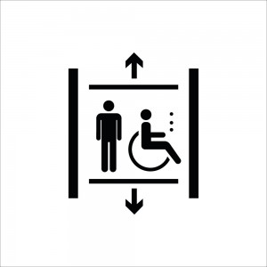 Ascensore classic uomo e disabile v1 in plexiglass trasparente a bandiera
