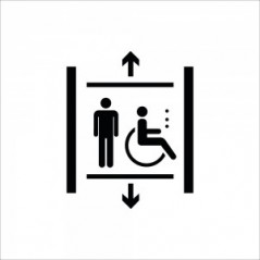 Ascensore classic uomo e disabile v1 in plexiglass trasparente a bandiera