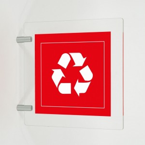 Differenziata alluminio quadrato v1 in plexiglass trasparente a bandiera