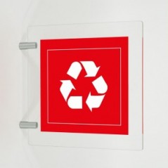 Differenziata alluminio quadrato v1 in plexiglass trasparente a bandiera