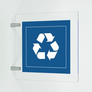 Differenziata carta quadrato v1 in plexiglass trasparente a bandiera