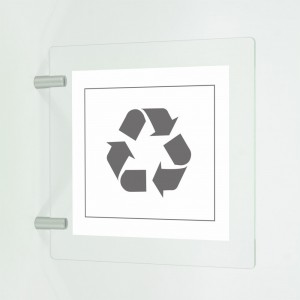 Differenziata indifferenziata quadrato v2 in plexiglass trasparente a bandiera