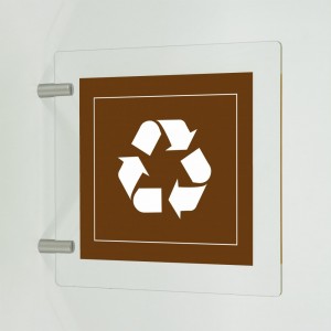 Differenziata organico quadrato v1 in plexiglass trasparente a bandiera