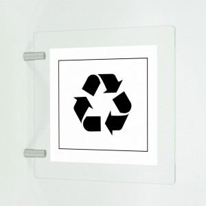 Differenziata plastica quadrato v2 in plexiglass trasparente a bandiera