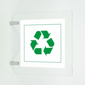 Differenziata vetro quadrato v2 in plexiglass trasparente a bandiera