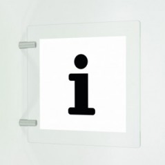 Informazione white in plexiglass trasparente a bandiera
