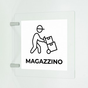 Magazzino v5 in plexiglass trasparente a bandiera