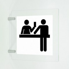 Reception v1 in plexiglass trasparente a bandiera