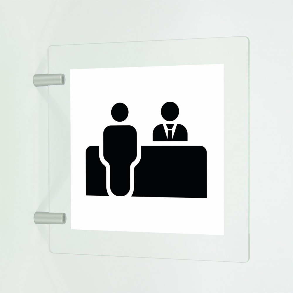 Reception v3 in plexiglass trasparente a bandiera