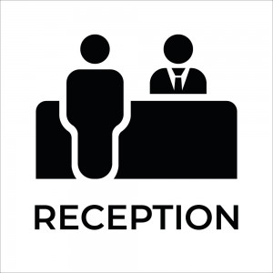 Reception v4 in plexiglass trasparente a bandiera