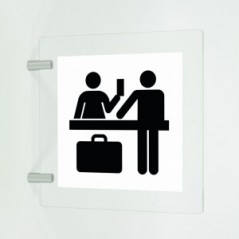 Reception v5 in plexiglass trasparente a bandiera