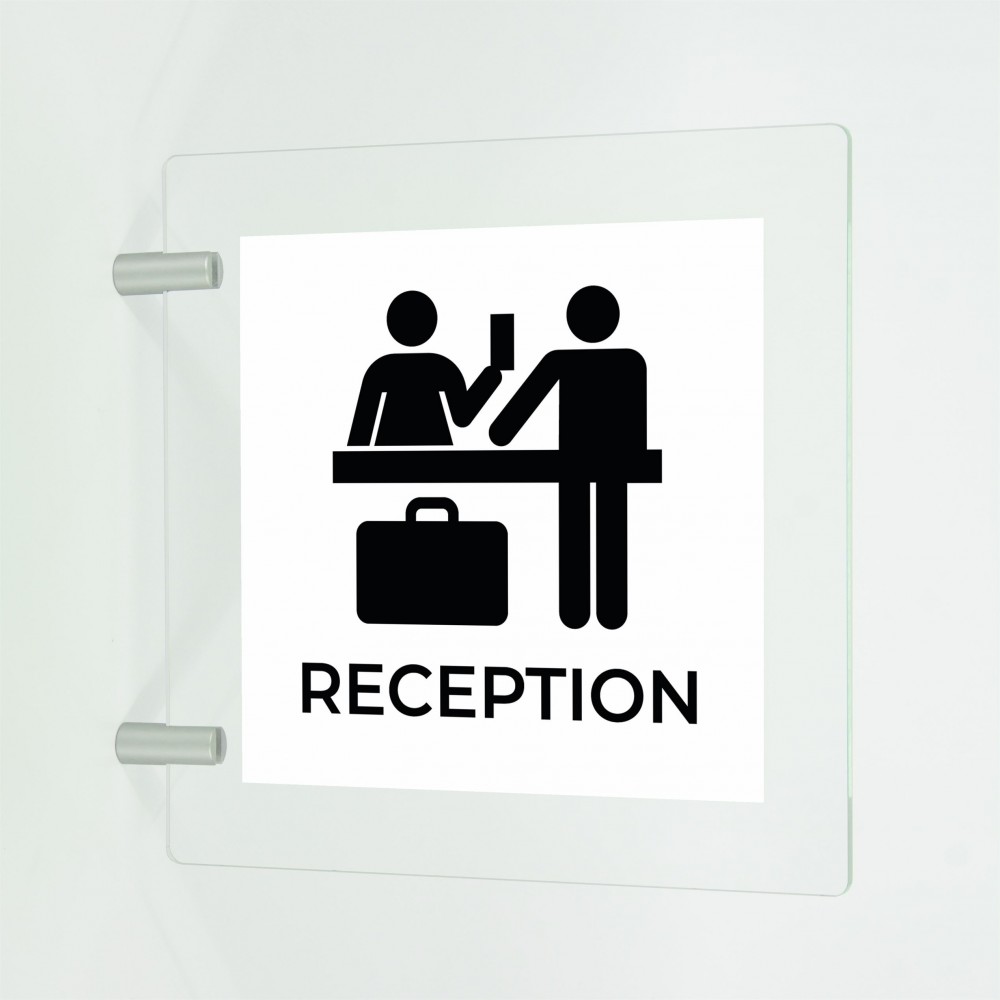 Reception v6 in plexiglass trasparente a bandiera