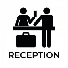 Reception v6 in plexiglass trasparente a bandiera