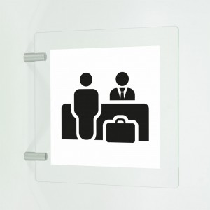 Reception v7 in plexiglass trasparente a bandiera