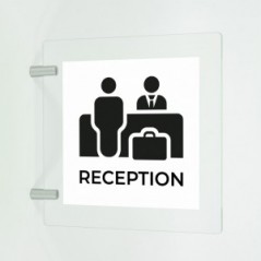 Reception v8 in plexiglass trasparente a bandiera